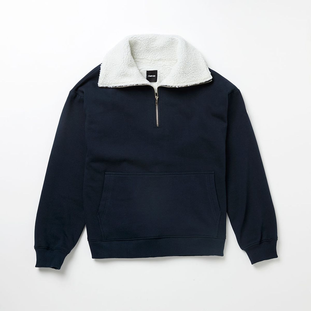 에프엠9102(FM91.02) FLEECE COLLAR HALF ZIP CREW_navy