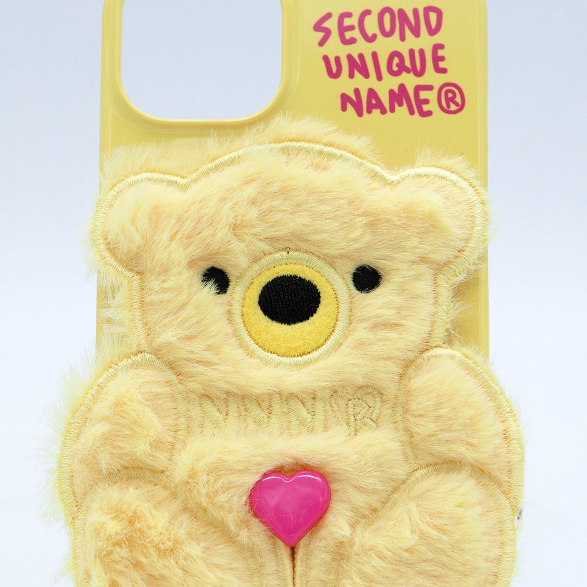 세컨드유니크네임(SECOND UNIQUE NAME) SUN CASE PATCH FUR BEAR LEMON YELLOW