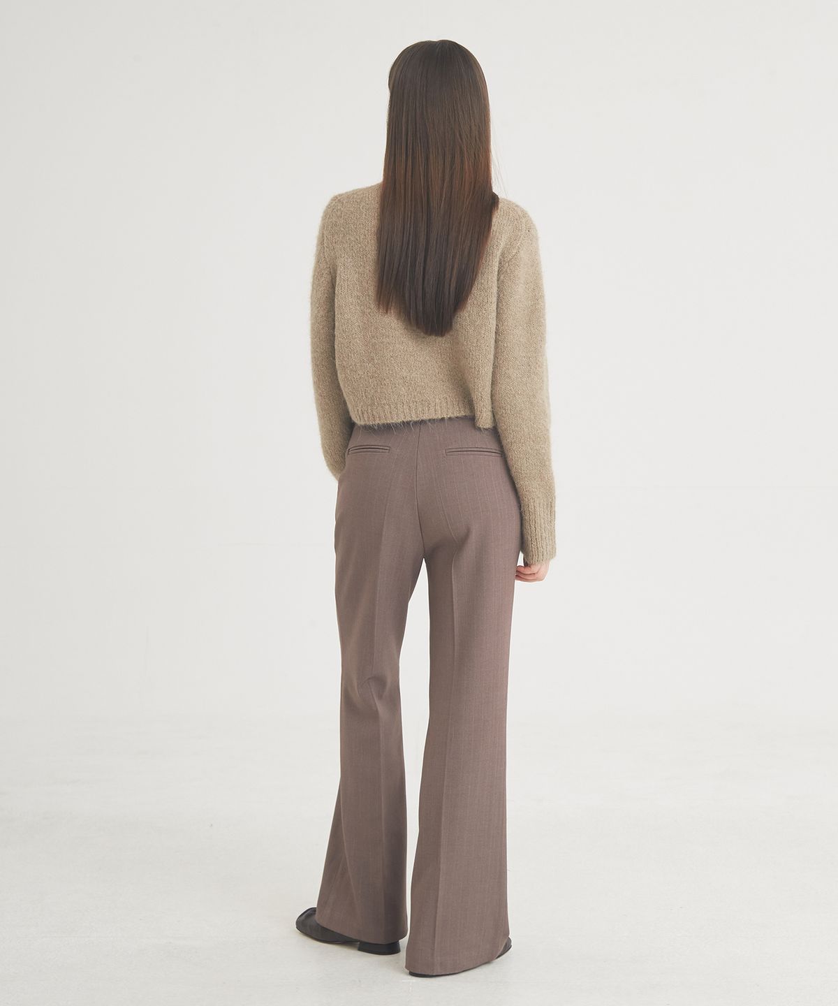 프라이하잇(THEFRHT) Wool Stripe Flare Pants (Brown)