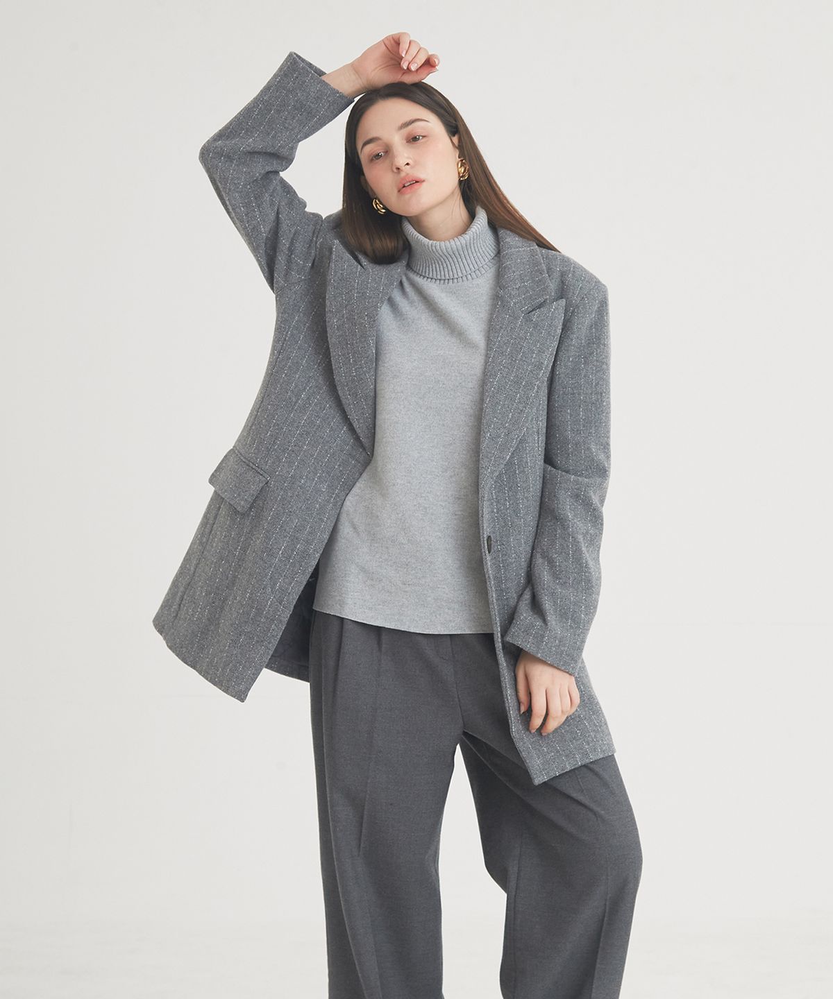 프라이하잇(THEFRHT) Classic Stripe Wool Jaket (Gray)