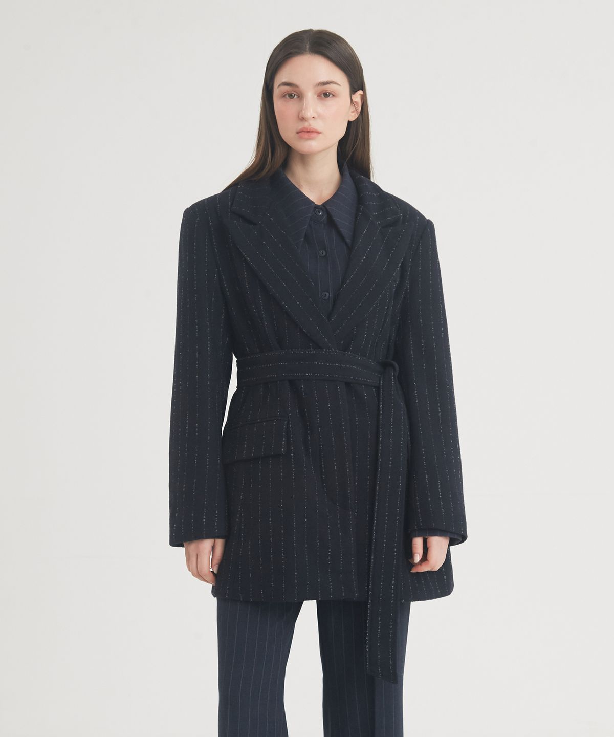 프라이하잇(THEFRHT) Classic Stripe Wool Jaket (Navy)