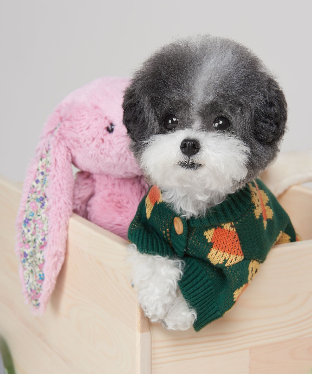 위드토리(WITH TORY) 비비 곰돌이 니트 가디건 (Green)