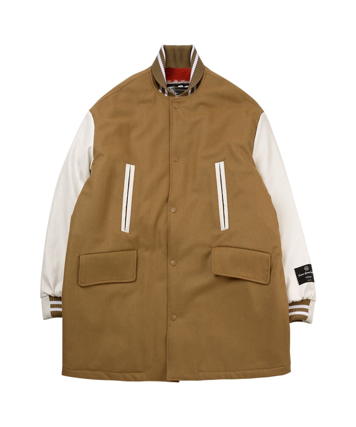 씨오엠이(COME) [UNISEX] Reversible Wool-Blend Varsity Coat (Brown)