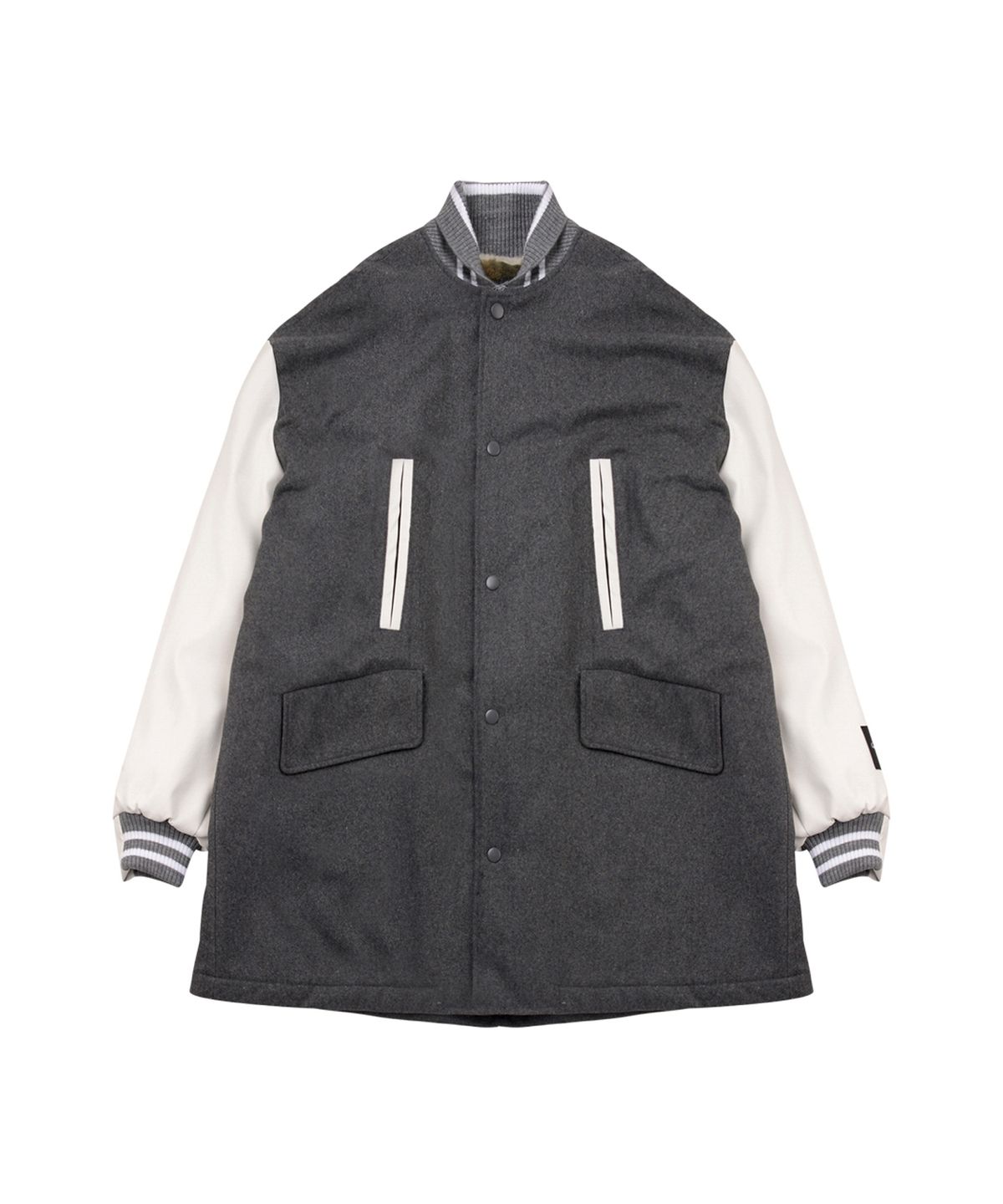 씨오엠이(COME) [UNISEX] Reversible Wool-Blend Varsity Coat (Grey)