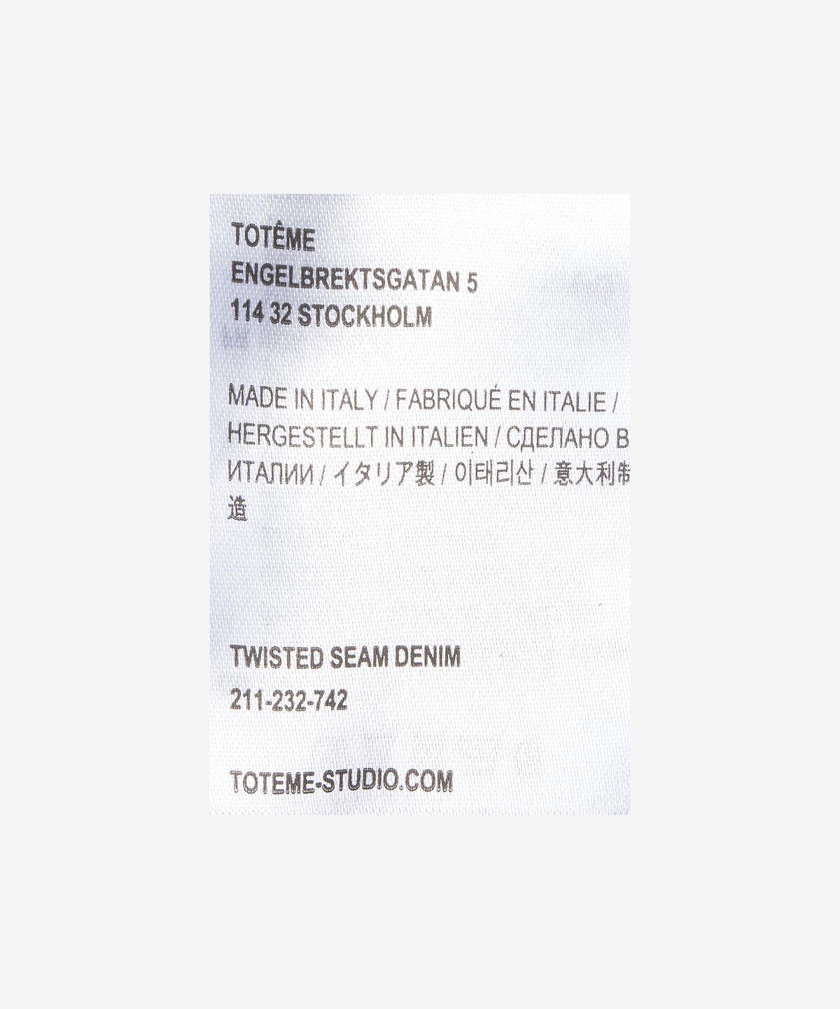토템(TOTEME) 여성 트위스트 심 데님 팬츠 - 블루 / 211232740405