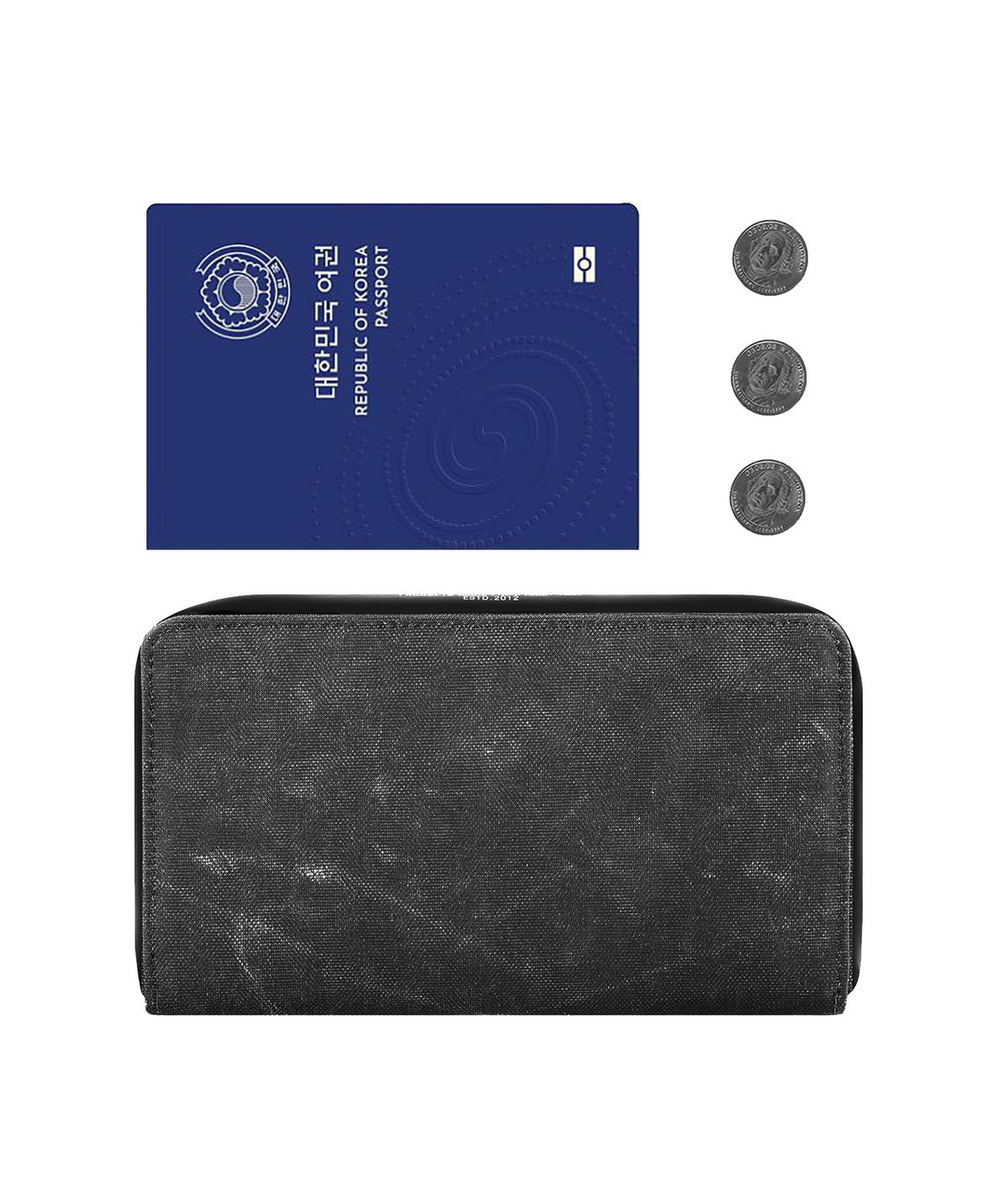 카네이테이(KANEITEI) BERLIN LETTERING ZIP WALLET L (GRAY) / UPCYCLED