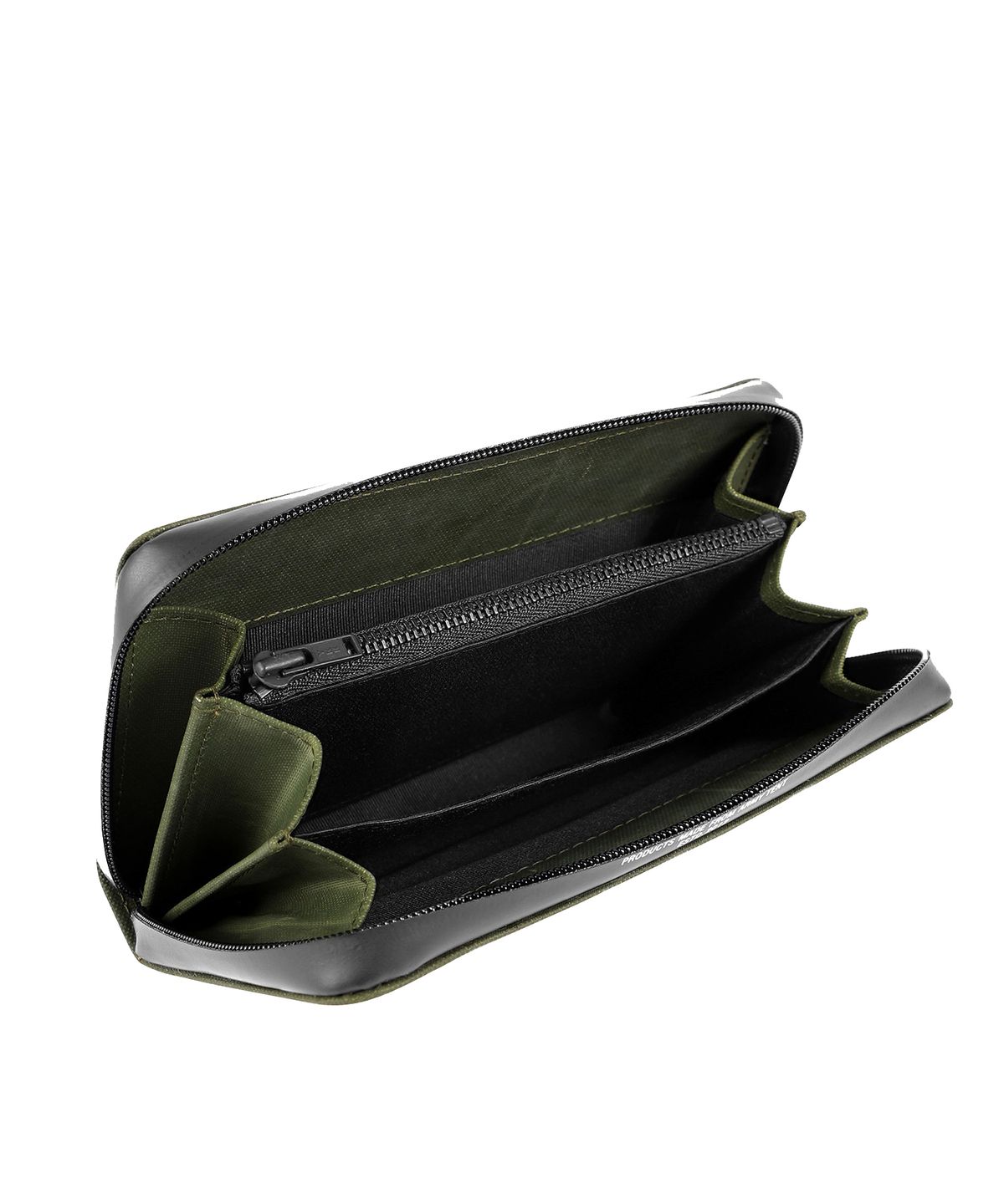 카네이테이(KANEITEI) BERLIN LETTERING ZIP WALLET L (OLIVE DRAB) / UPCYCLED