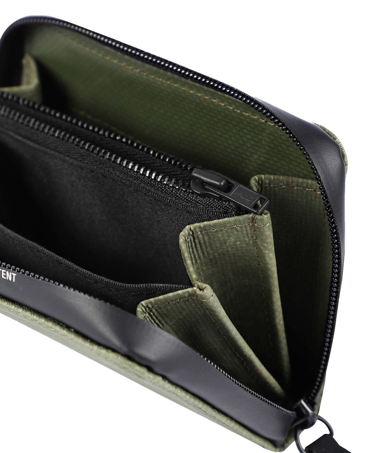 카네이테이(KANEITEI) BERLIN LETTERING ZIP WALLET M (OLIVE DRAB) / UPCYCLED