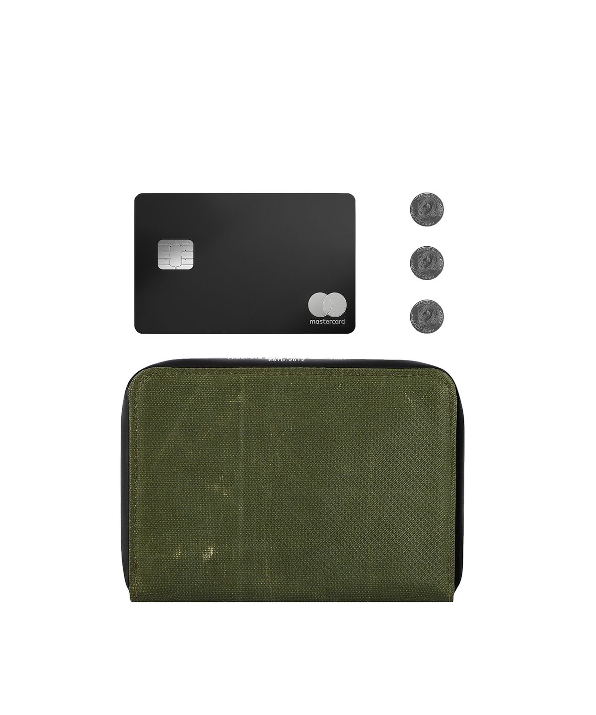 카네이테이(KANEITEI) BERLIN LETTERING ZIP WALLET M (OLIVE DRAB) / UPCYCLED