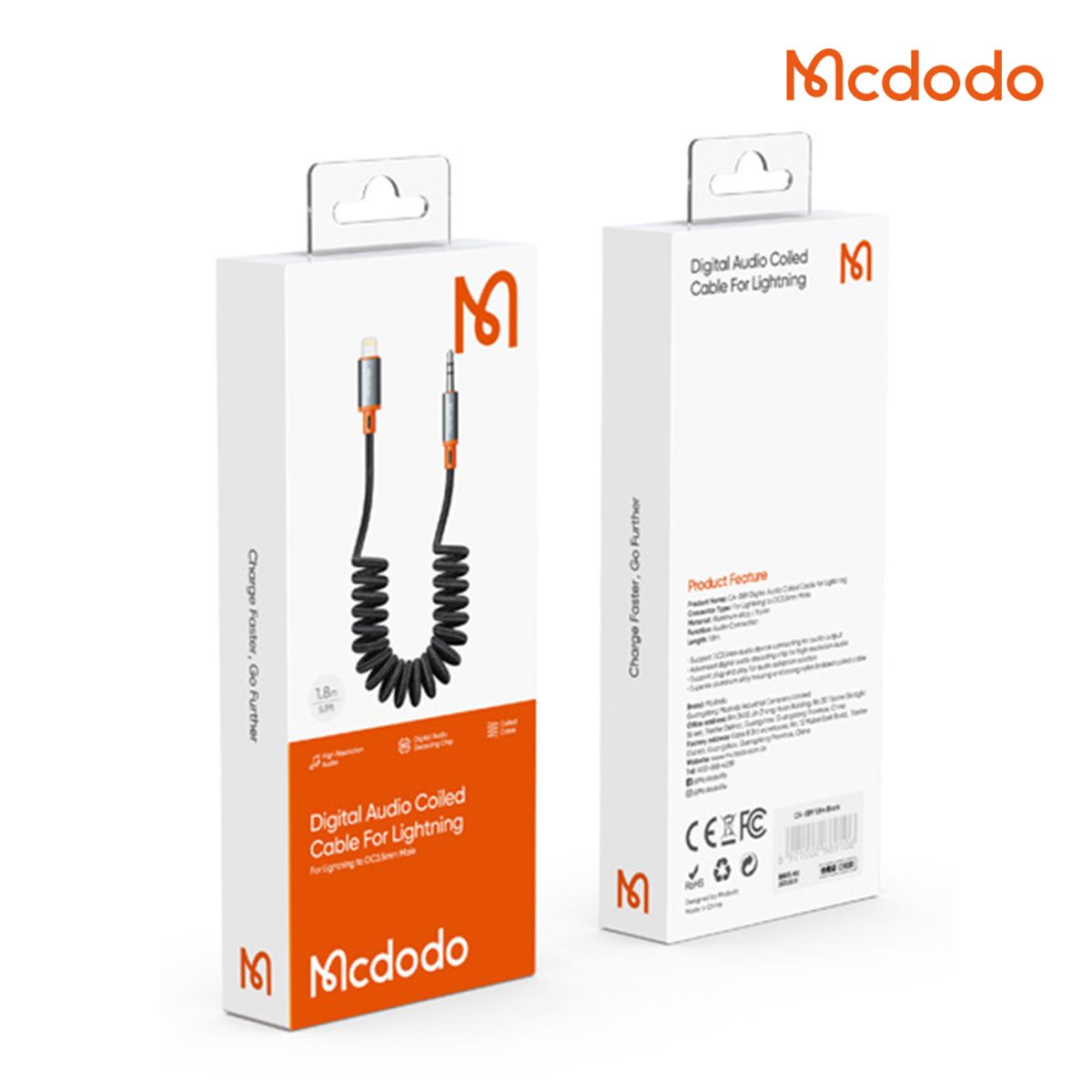 맥도도(MCDODO) 라이트닝 8핀 to 3.5mm AUX 오디오 변환 케이블 코일형