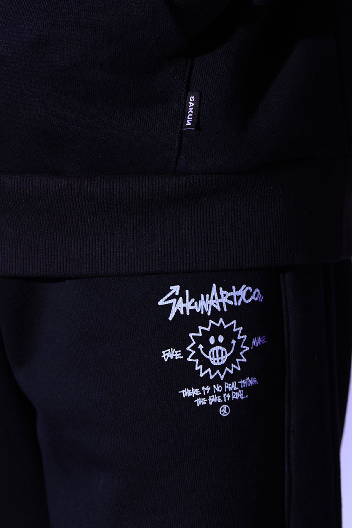 사쿤(SAKUN) 남녀공용 면 조거팬츠 $MILE OG J-PANTS BLACK