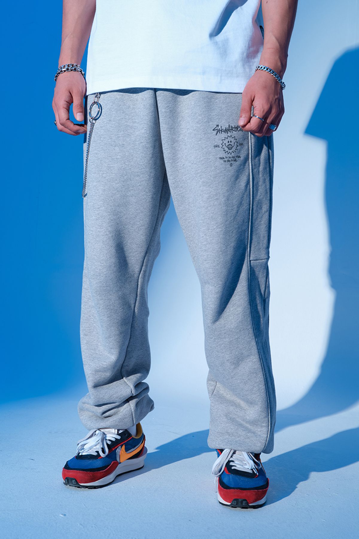 사쿤(SAKUN) 남녀공용 면 조거팬츠 $MILE OG J-PANTS GRAY
