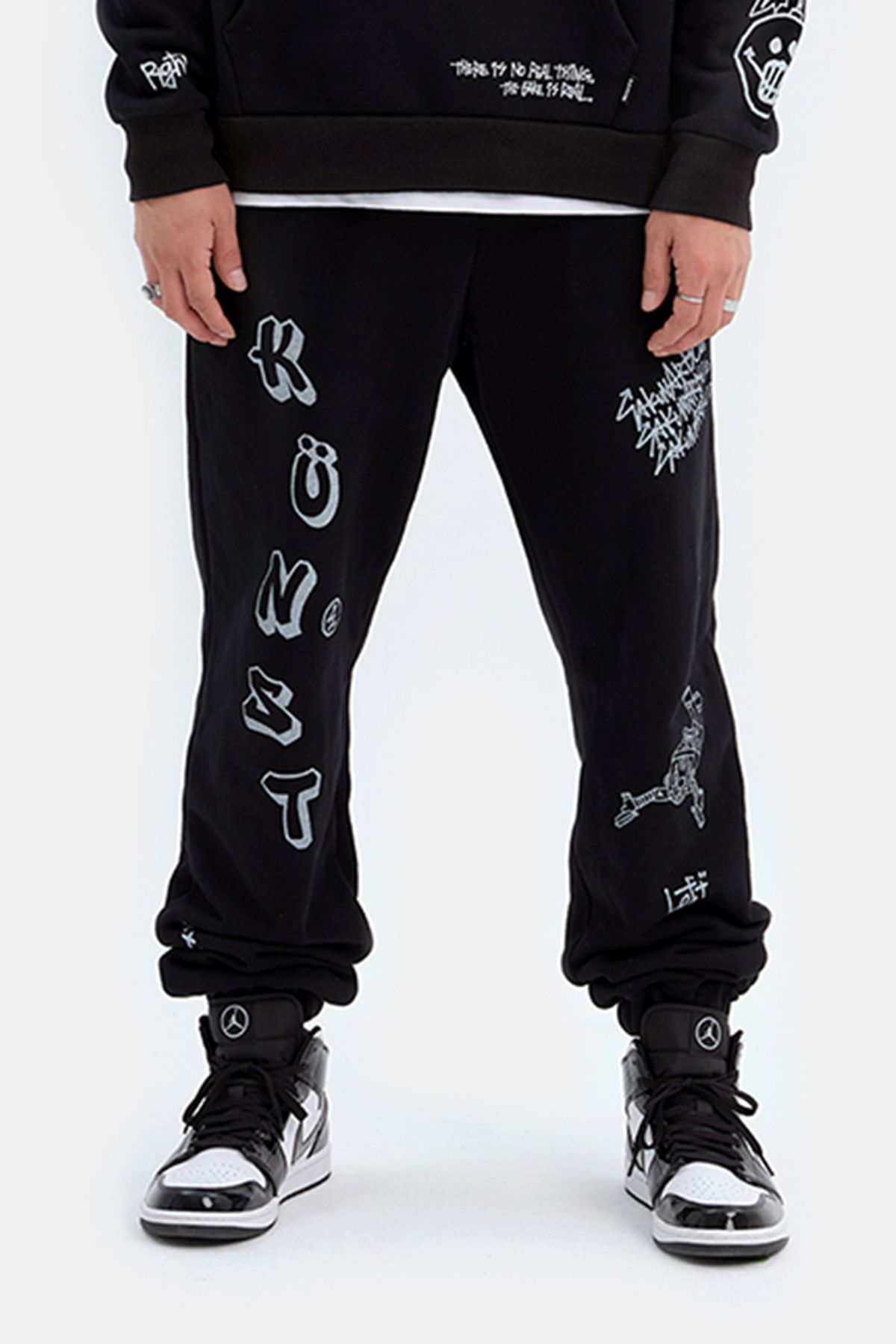 사쿤(SAKUN) 남녀공용 면 조거팬츠 DOOD J-PANTS BLACK