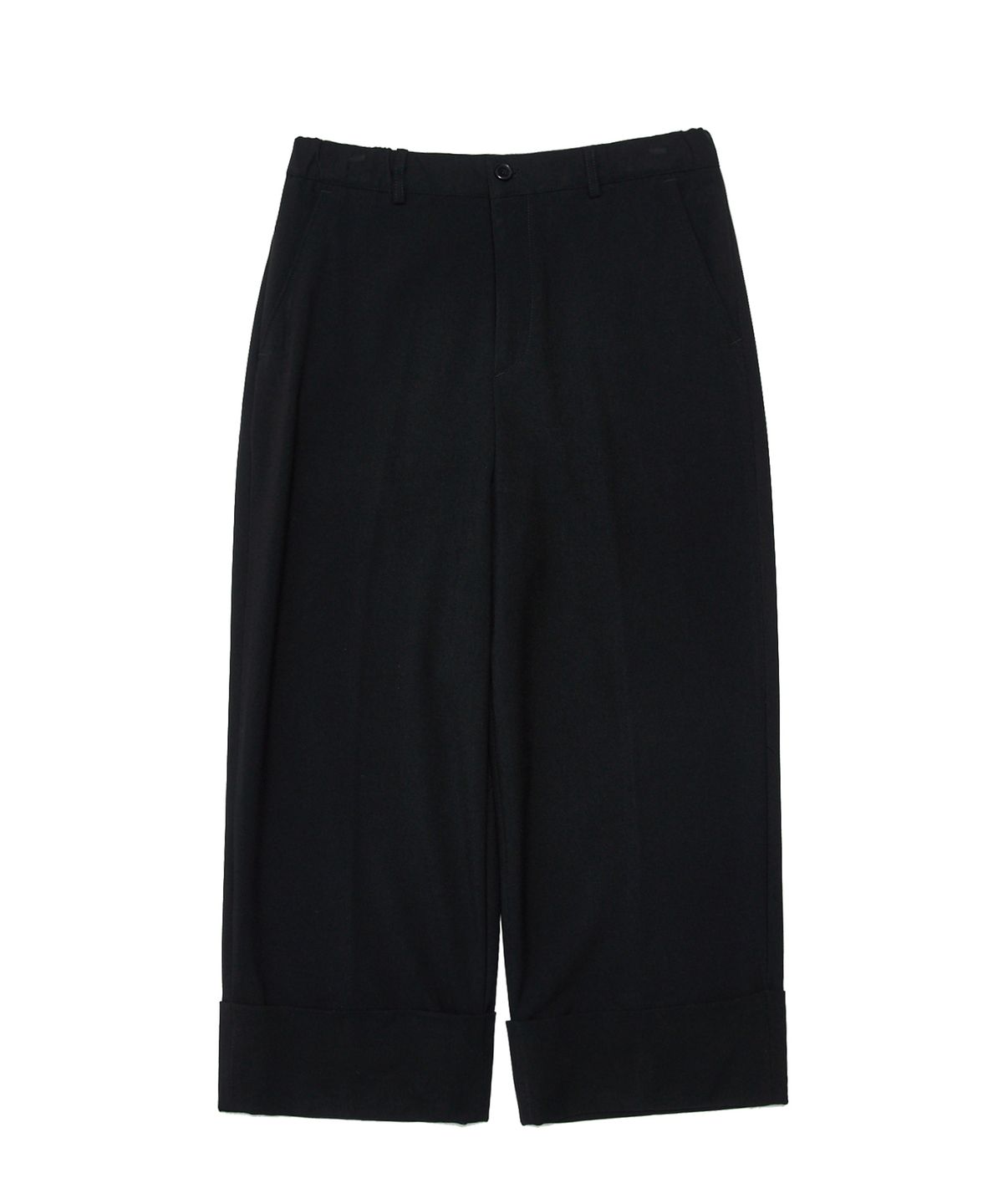 핀스드룩(FINSDRUCK) IN BANDING SEMI-WIDE FIT WIDE TURN-UP SLACKS(BLACK)