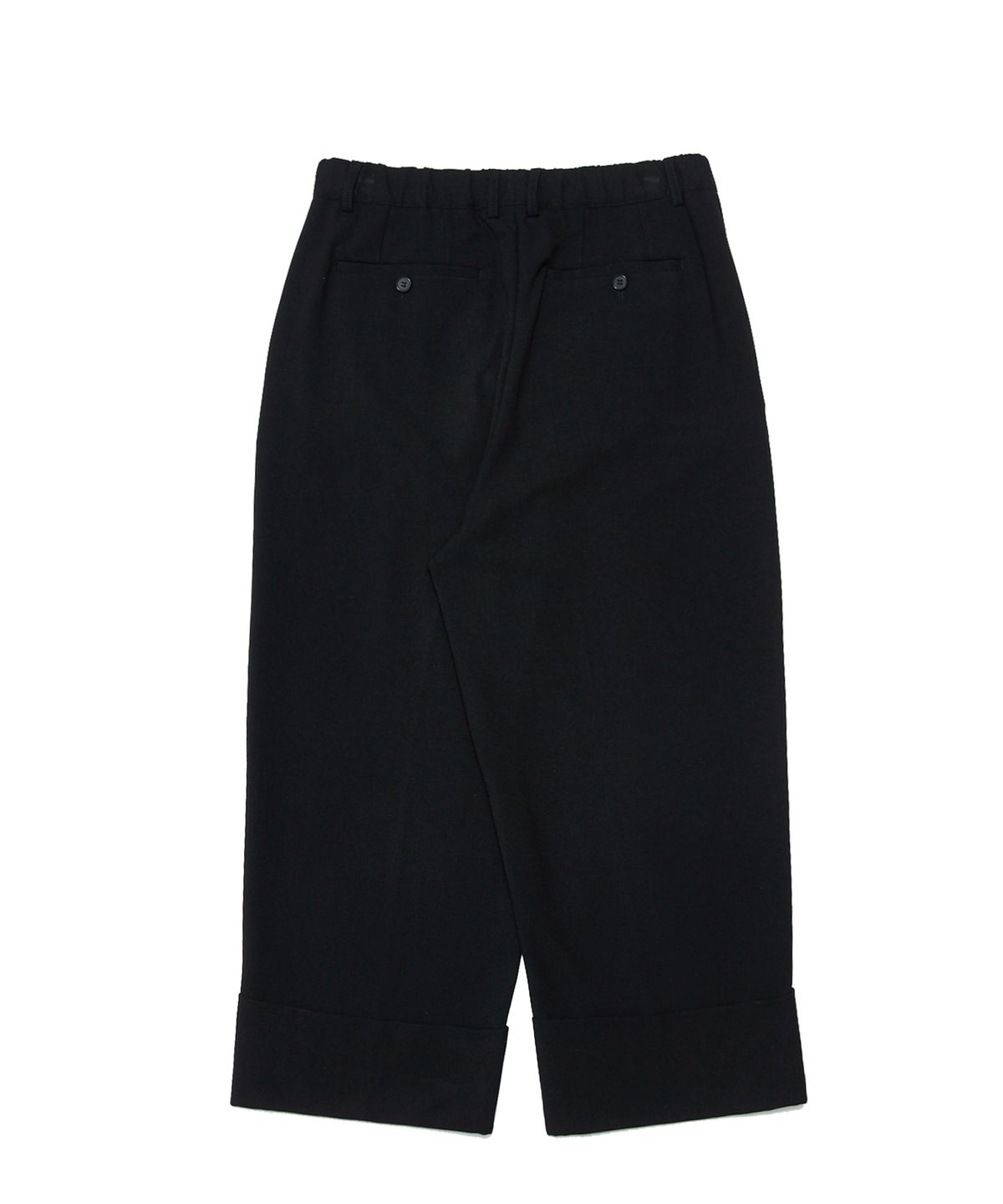 핀스드룩(FINSDRUCK) IN BANDING SEMI-WIDE FIT WIDE TURN-UP SLACKS(BLACK)