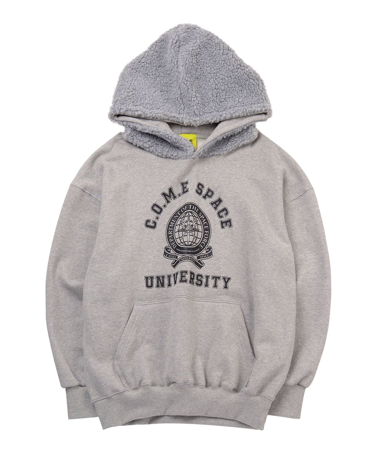 씨오엠이(COME) [UNISEX] Faux Shearling-Trimmed Cotton-Jersey Hoodie (Grey)