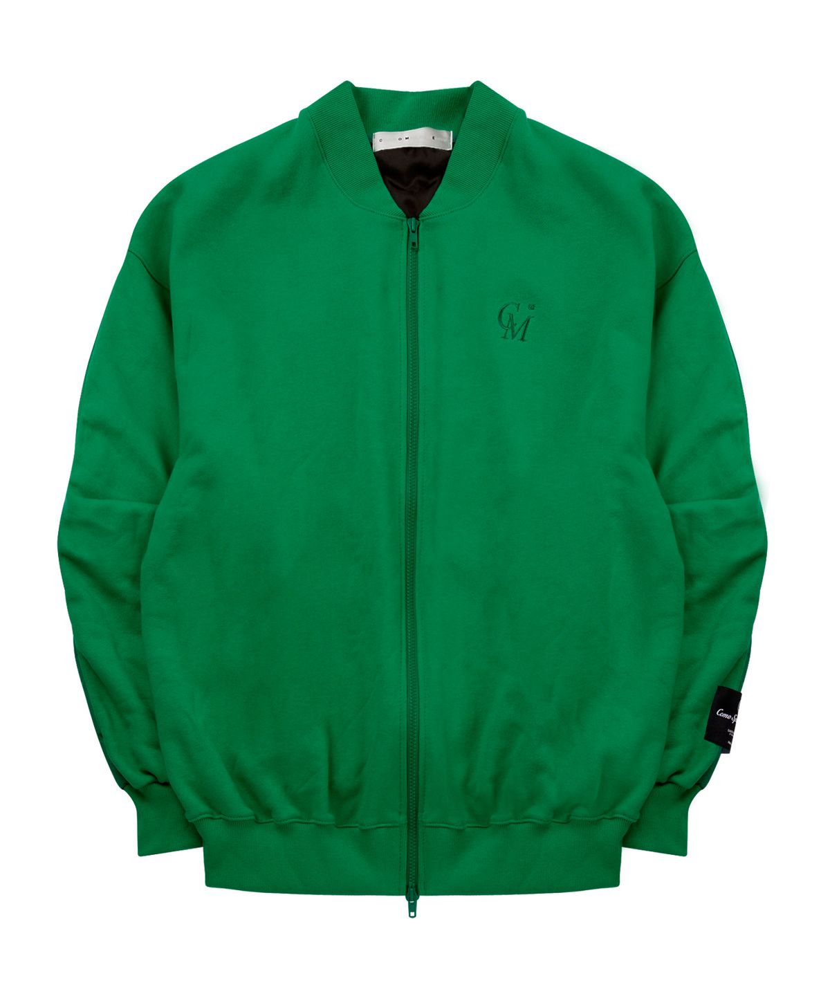 씨오엠이(COME) [UNISEX] Fleece-Back Cotton-Jersey and Padded Shell Zip-Up Sweatshirt (Green)