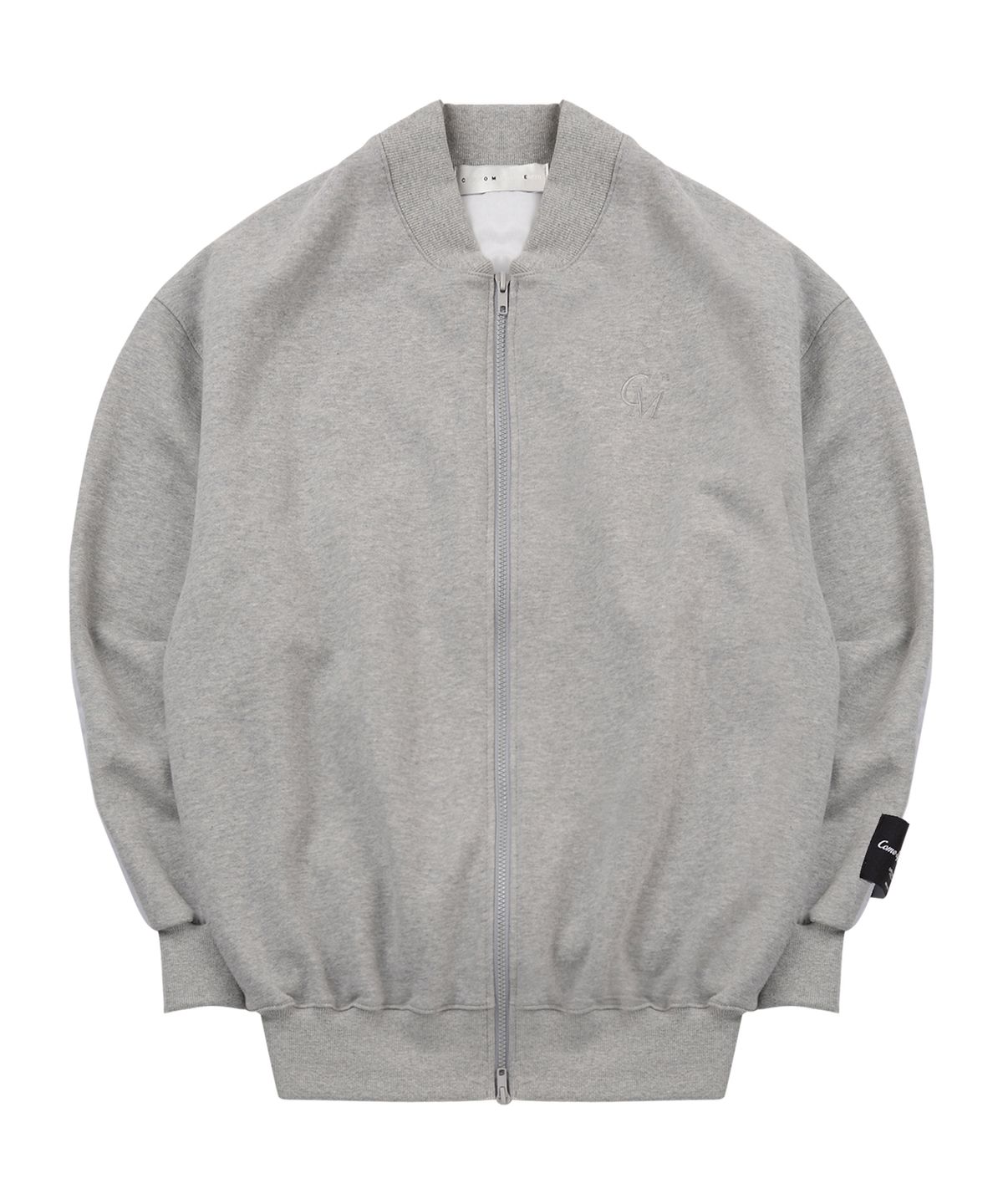 씨오엠이(COME) [UNISEX] Fleece-Back Cotton-Jersey and Padded Shell Zip-Up Sweatshirt (Grey)