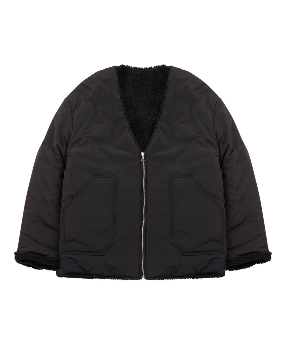 씨오엠이(COME) [UNISEX] Reversible Padded Cardigan Coat (Black)