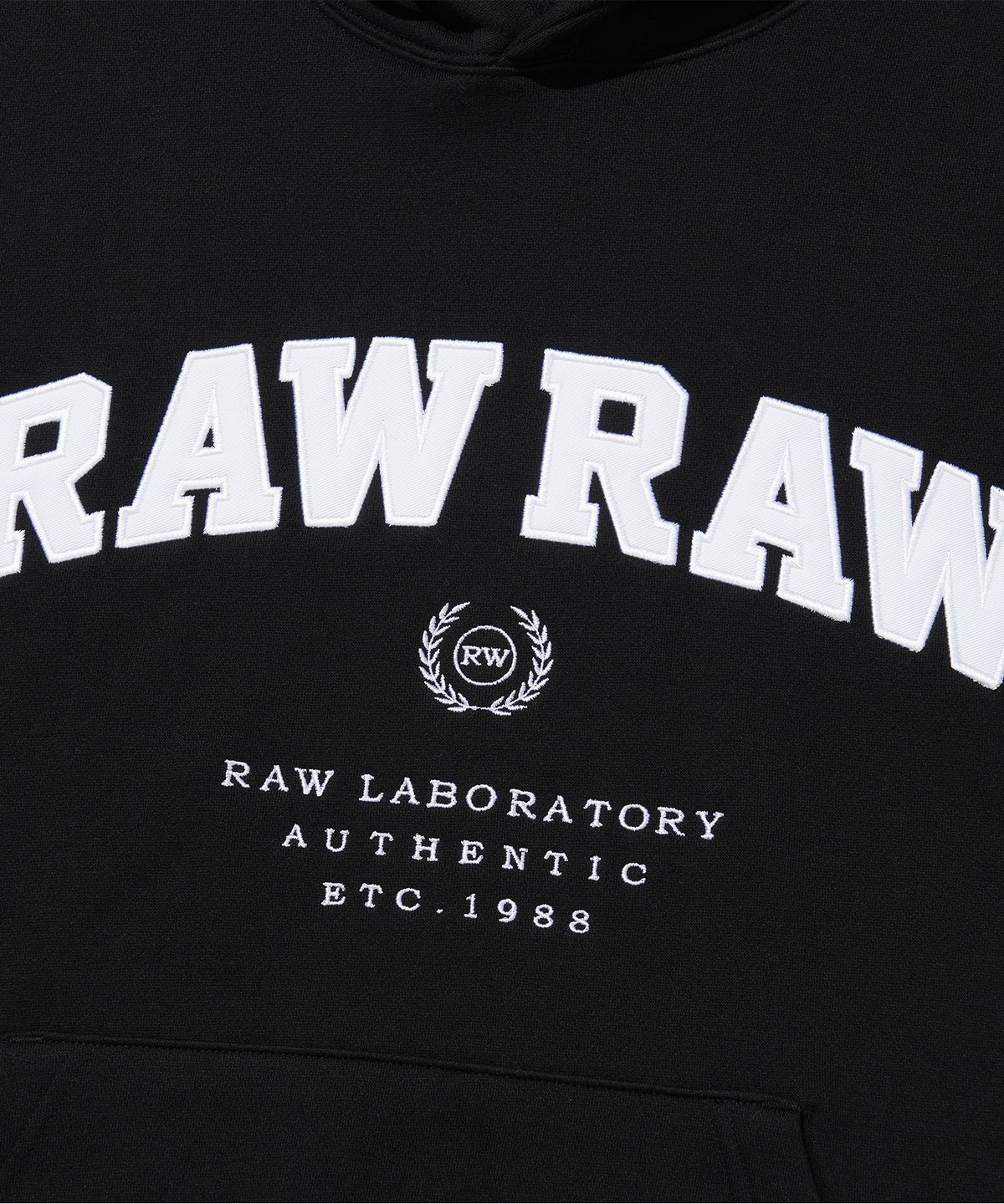 로우랩(RAW LAB) RAWRAW 아치로고 오버 후드티 (블랙)