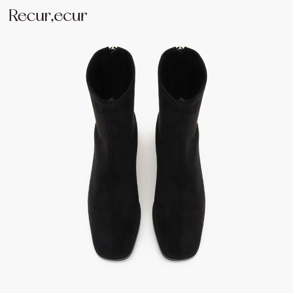 르쿠어에쿠어(RECUR ECUR) 1413 루이스 스판 앵클부츠 블랙