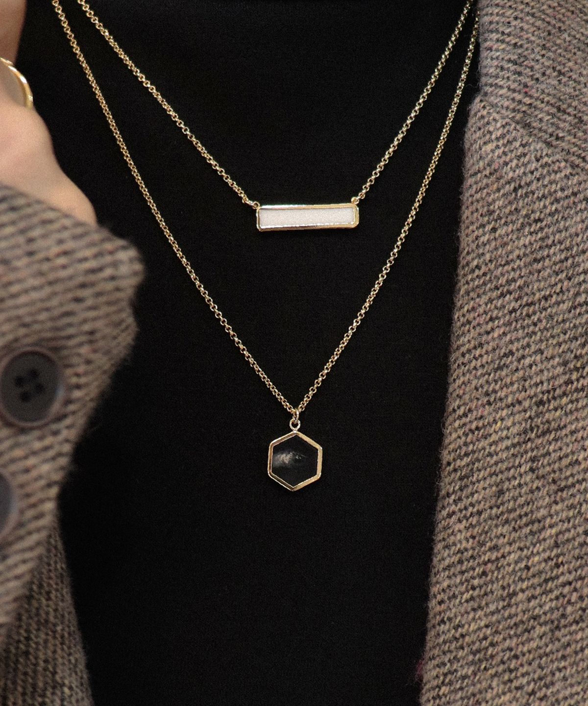 리타모니카(RITA MONICA) Formica Layered Necklace Hexagon