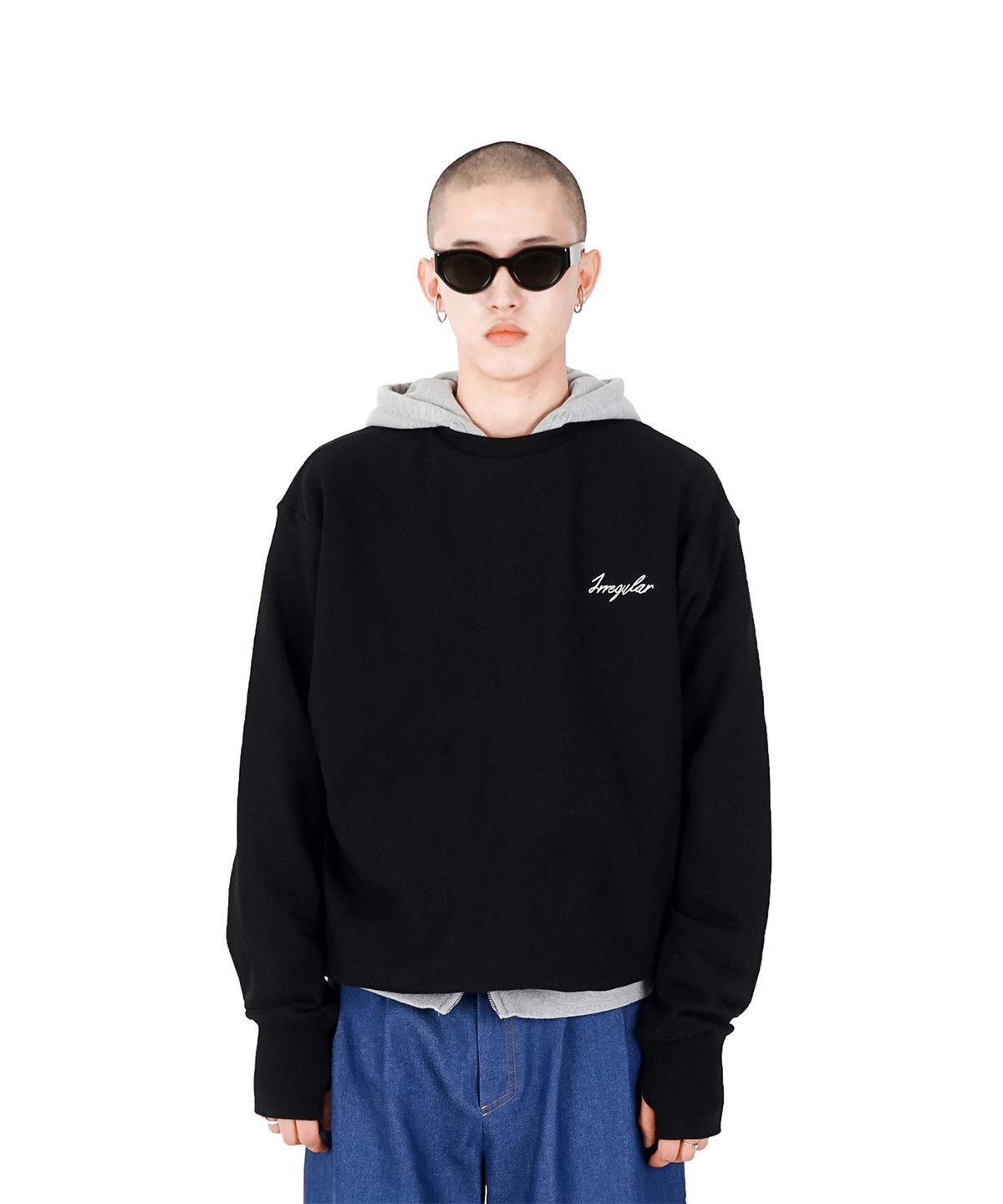 이레귤러(IRREGULAR) IRREGULAR OVERSIZED SWEATSHIRT_α (BLACK)