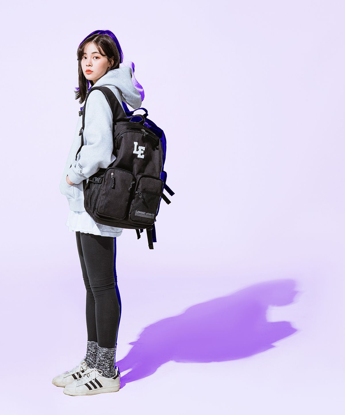 르마인(LEMINE) 더블포켓백팩(솔리드블랙)