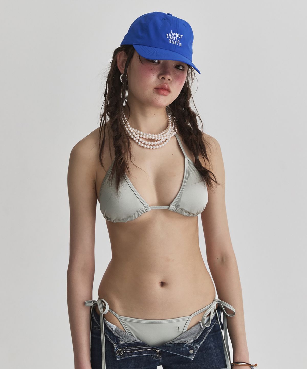 배러댄서프(BETTER THAN SURF) SMILE LOGO BEACH CAP - BLUE
