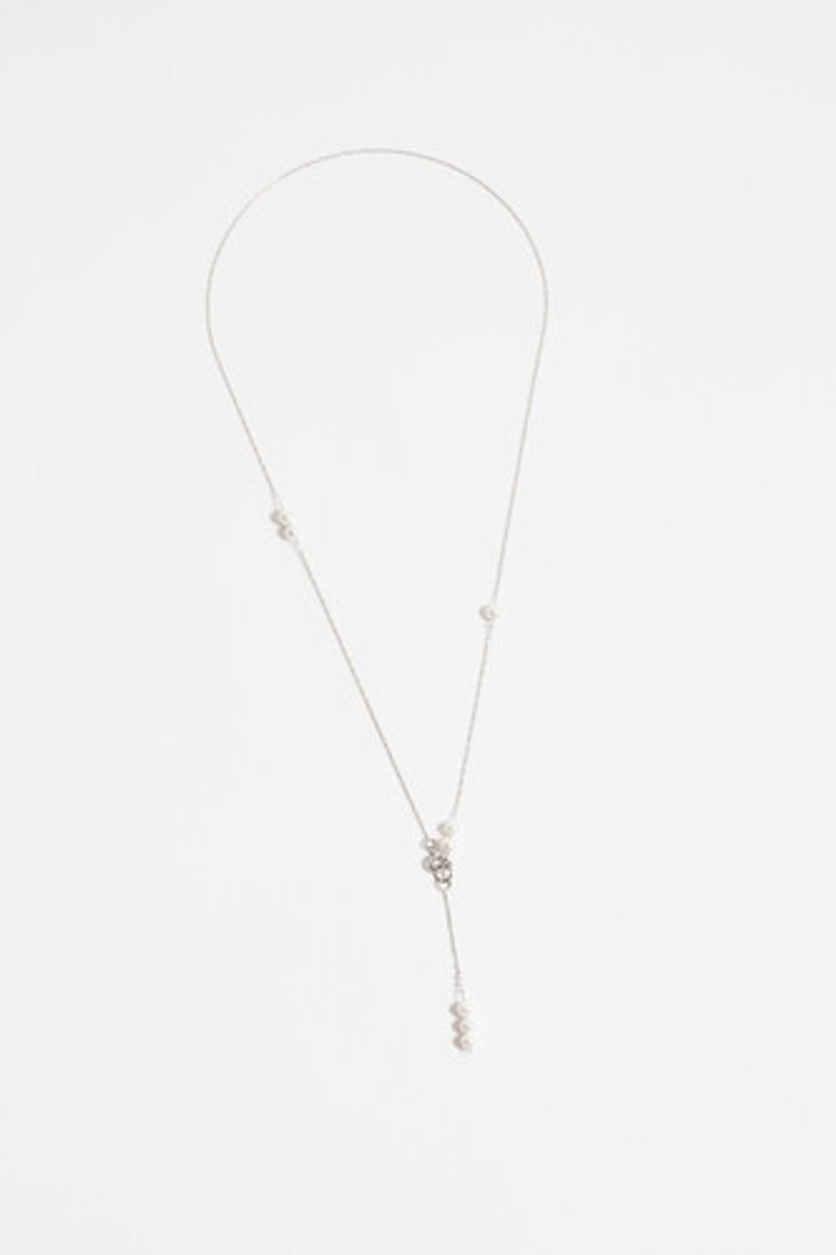 모드곤(MODGONE) 작은 진주 방울 실버톤 목걸이 Tiny Pearls Silver-tone necklace