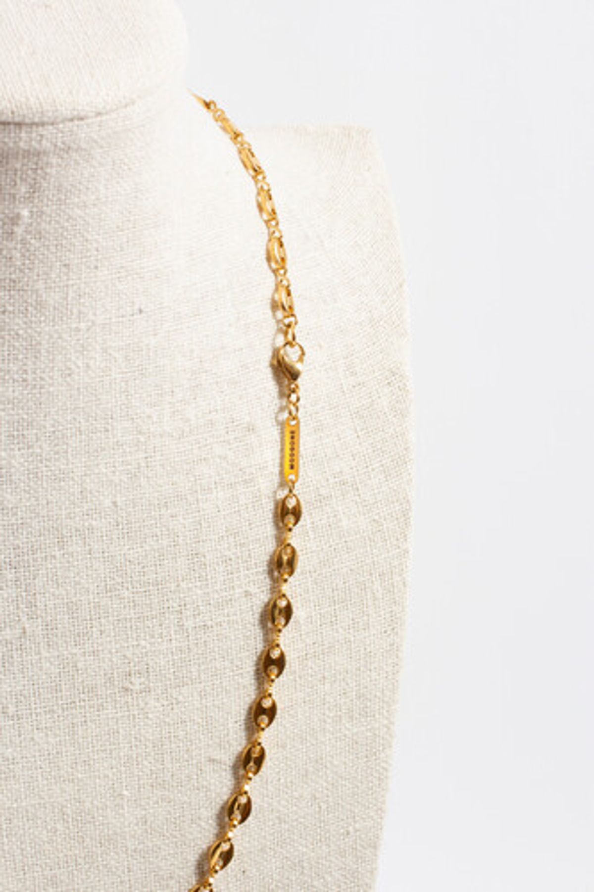 모드곤(MODGONE) 골드톤 빈체인 심플 롱 목걸이  Gold-tone Bean Chains Simple Long necklace