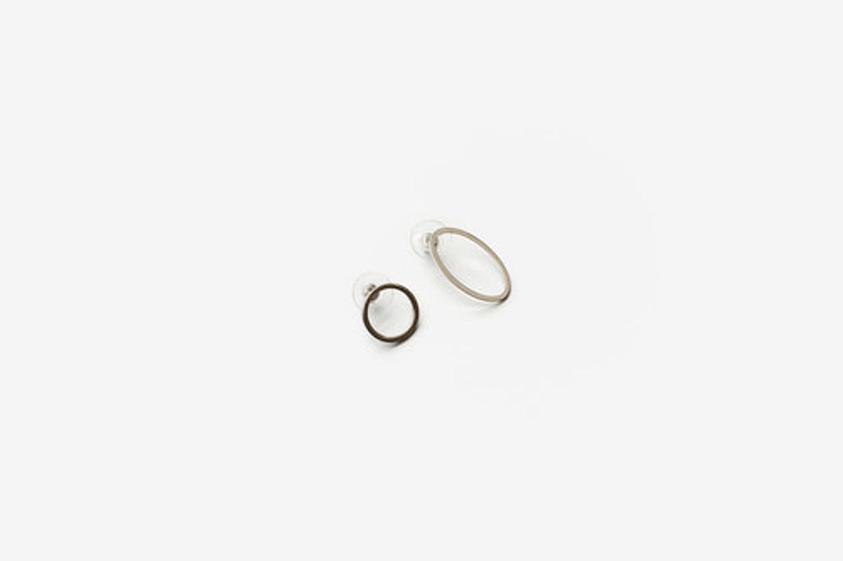 모드곤(MODGONE) 실버 써클 이어링 Double circle earring(white Gold)