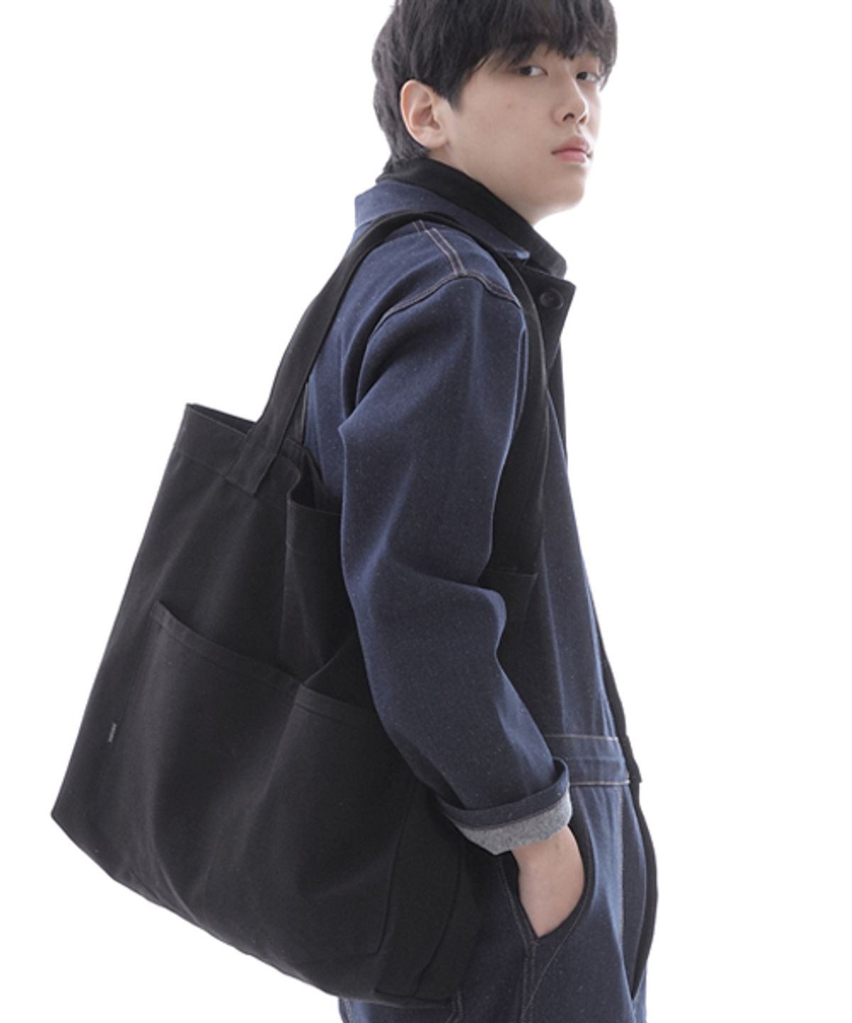 세인트크루(SAINTCREW) 펜타곤 포켓 빅사이즈 에코백 PP-108 블랙