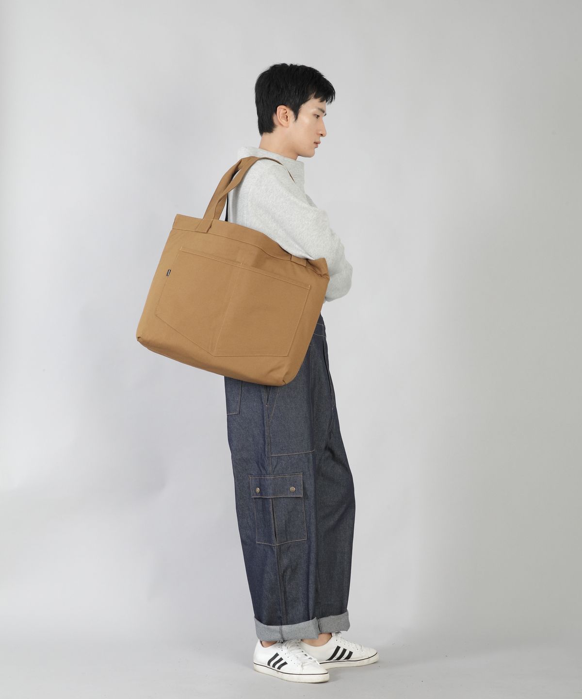 세인트크루(SAINTCREW) 펜타곤 포켓 빅사이즈 에코백 PP-108 카멜
