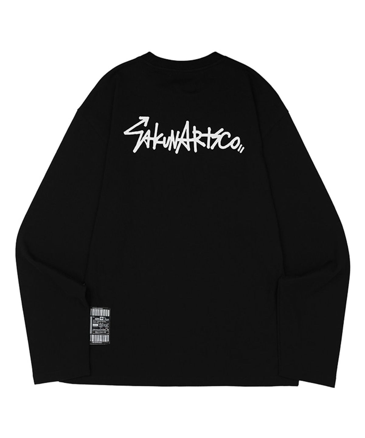 사쿤(SAKUN) 남녀공용 라운드 긴팔티셔츠(블랙) TAG T-SHIRT BLACK