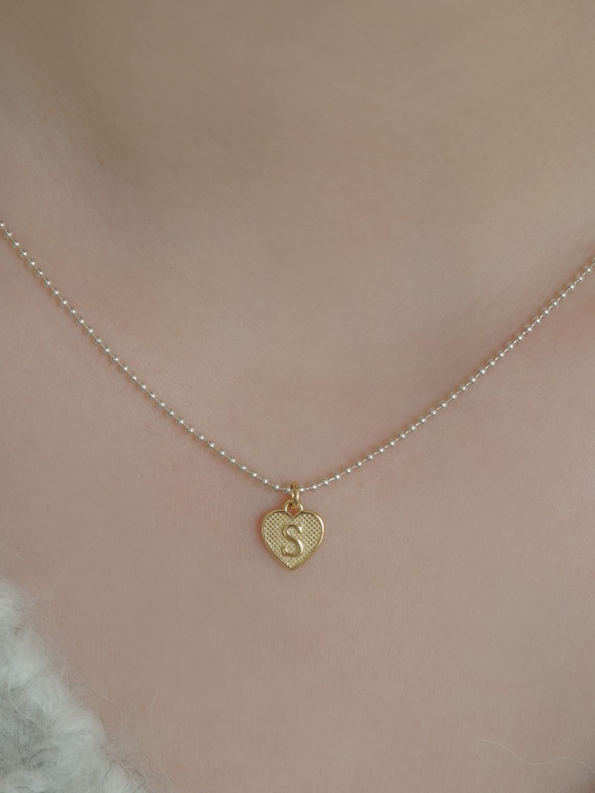 포스트루드(POSTLUDE) [SILVER] HEART INITIAL P SV B CHAIN N (2 COLORS)