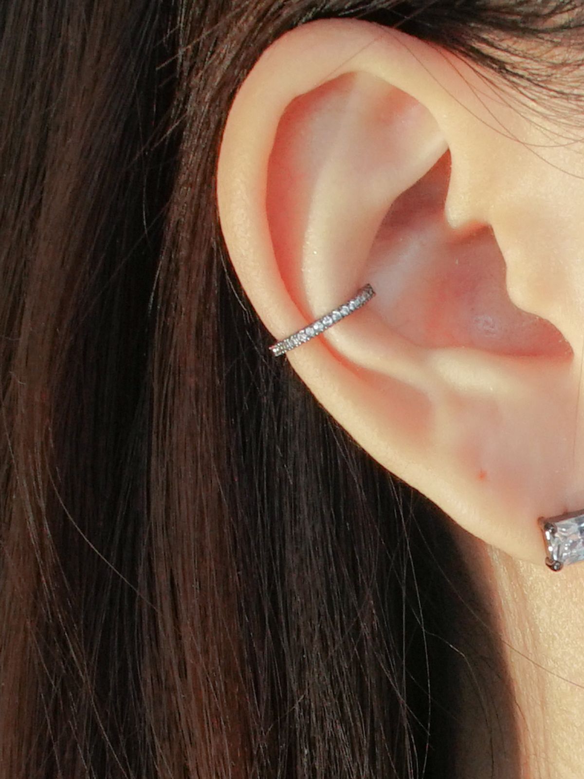 포스트루드(POSTLUDE) THIN PAVE EARCUFF (2 COLORS)