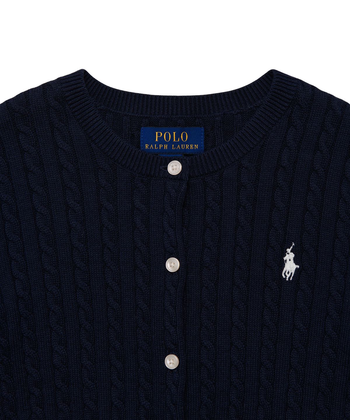 폴로 랄프 로렌 칠드런(POLO RALPH LAUREN CHILDREN) 여아 7-16세 미니케이블 코튼 카디건 - 네이비