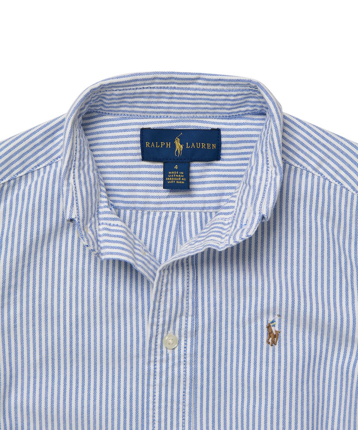 폴로 랄프 로렌 칠드런(POLO RALPH LAUREN CHILDREN) 남아 4세~7세 스트라이프 코튼 옥스포드 셔츠 - 블루