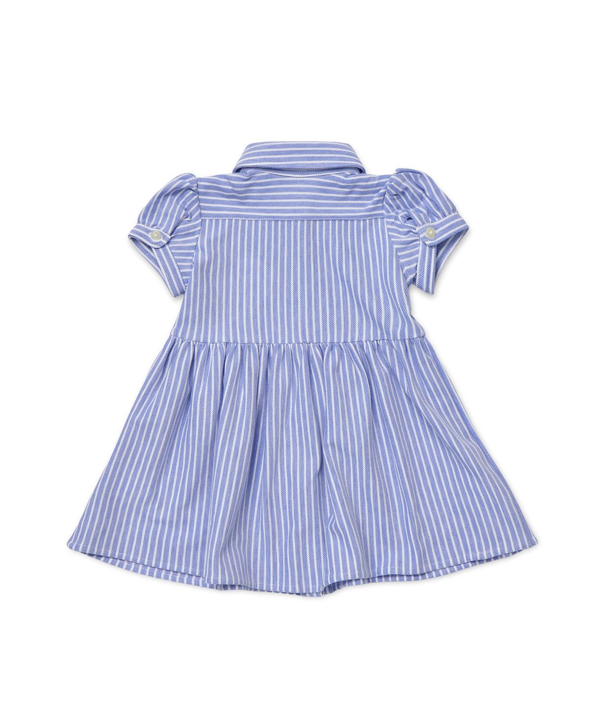 폴로 랄프 로렌 칠드런(POLO RALPH LAUREN CHILDREN) 베이비 여아 스트라이프 니트 옥스포드 폴로 드레스 - 블루