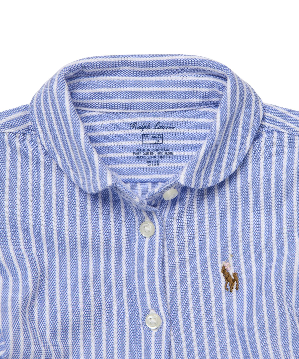 폴로 랄프 로렌 칠드런(POLO RALPH LAUREN CHILDREN) 베이비 여아 스트라이프 니트 옥스포드 폴로 드레스 - 블루