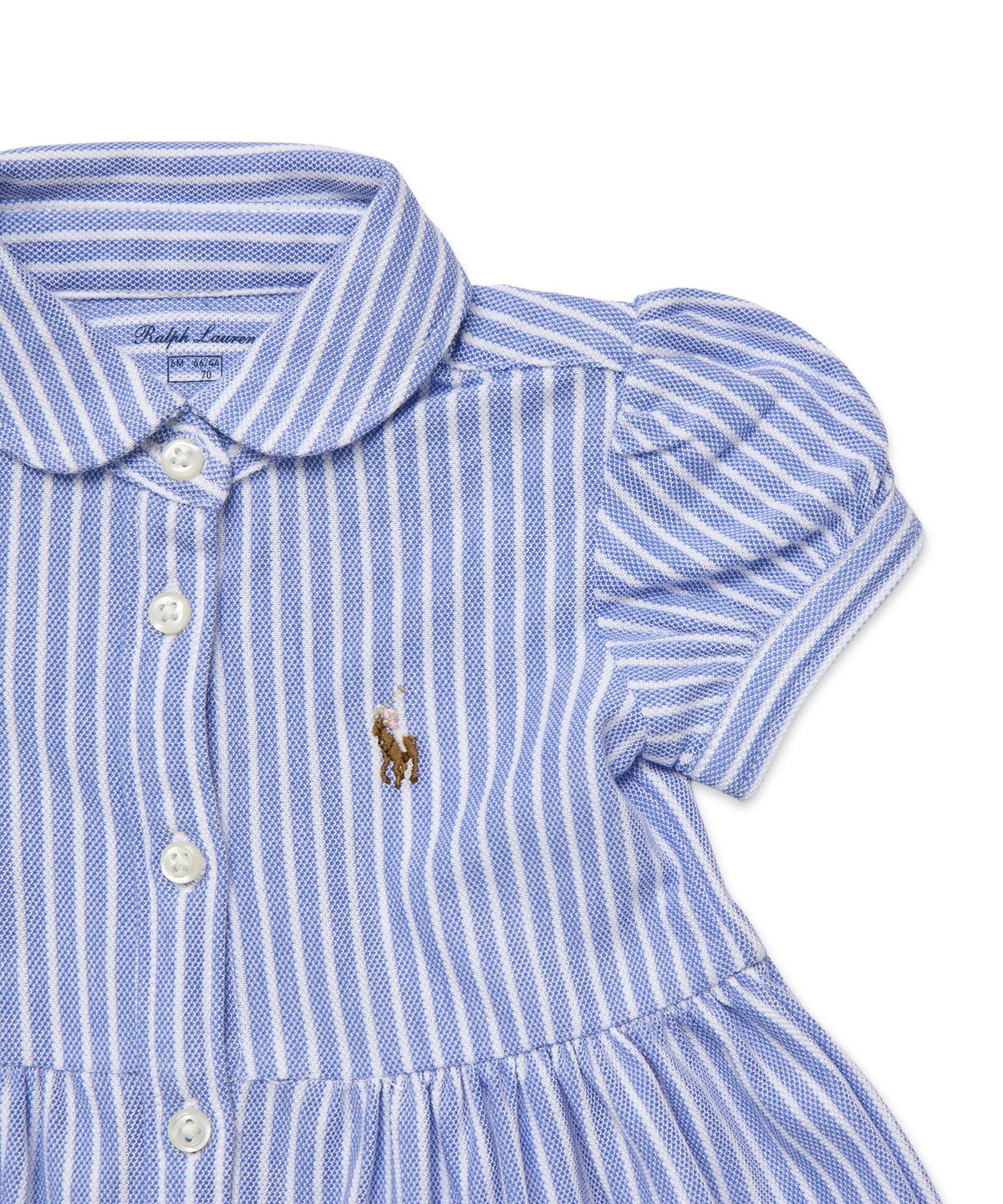 폴로 랄프 로렌 칠드런(POLO RALPH LAUREN CHILDREN) 베이비 여아 스트라이프 니트 옥스포드 폴로 드레스 - 블루