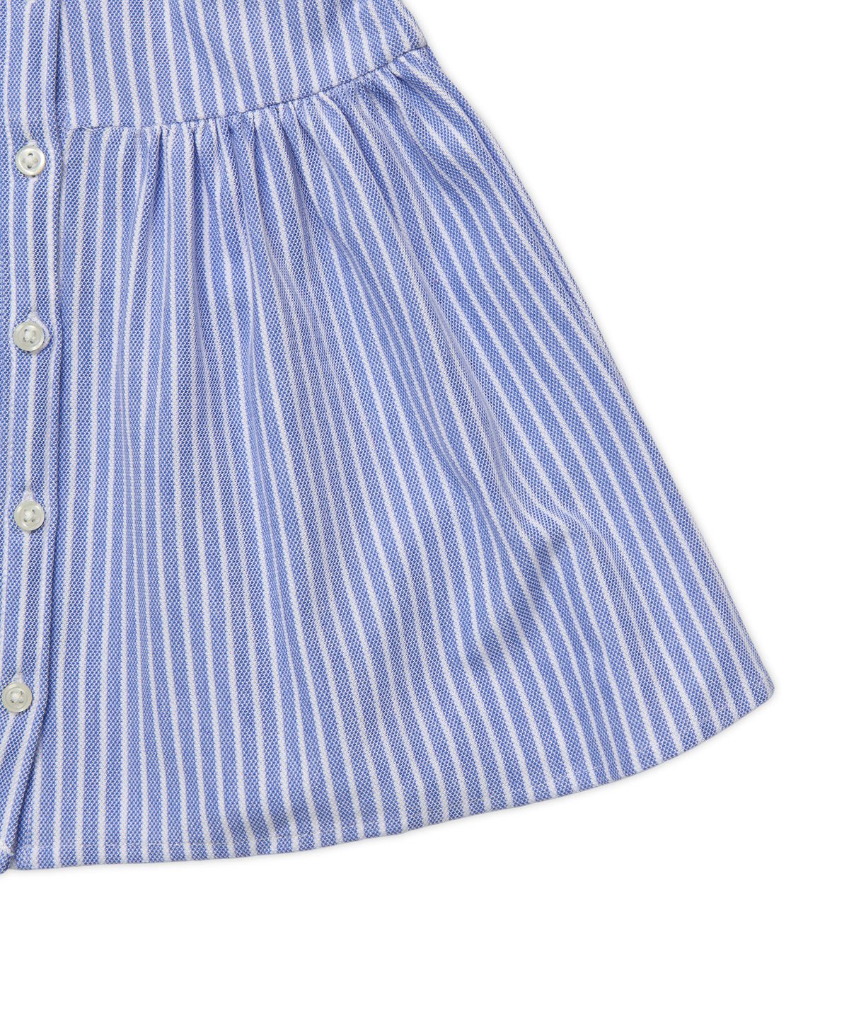 폴로 랄프 로렌 칠드런(POLO RALPH LAUREN CHILDREN) 베이비 여아 스트라이프 니트 옥스포드 폴로 드레스 - 블루