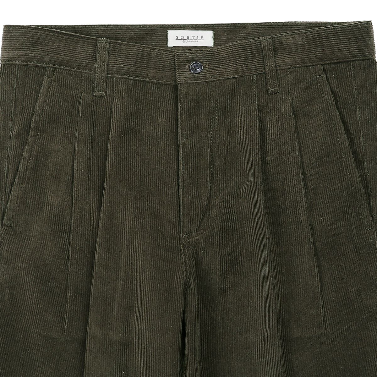 솔티(SORTIE) Two Pleats Corduroy Trousers (Khaki)