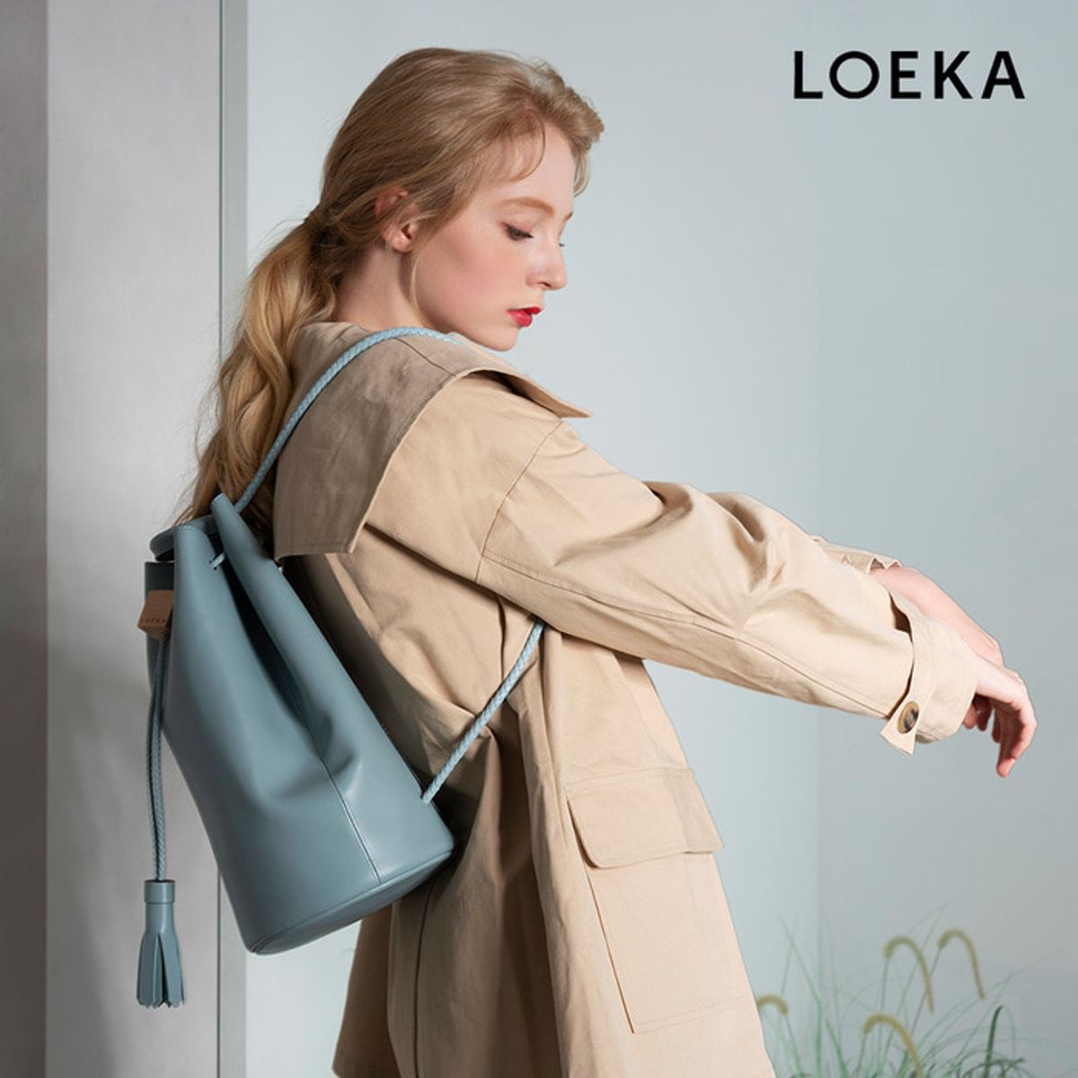 로에카(LOEKA) 밀리 드로우스트링 MILLIE BAG(LK1012)_FOG BLUE