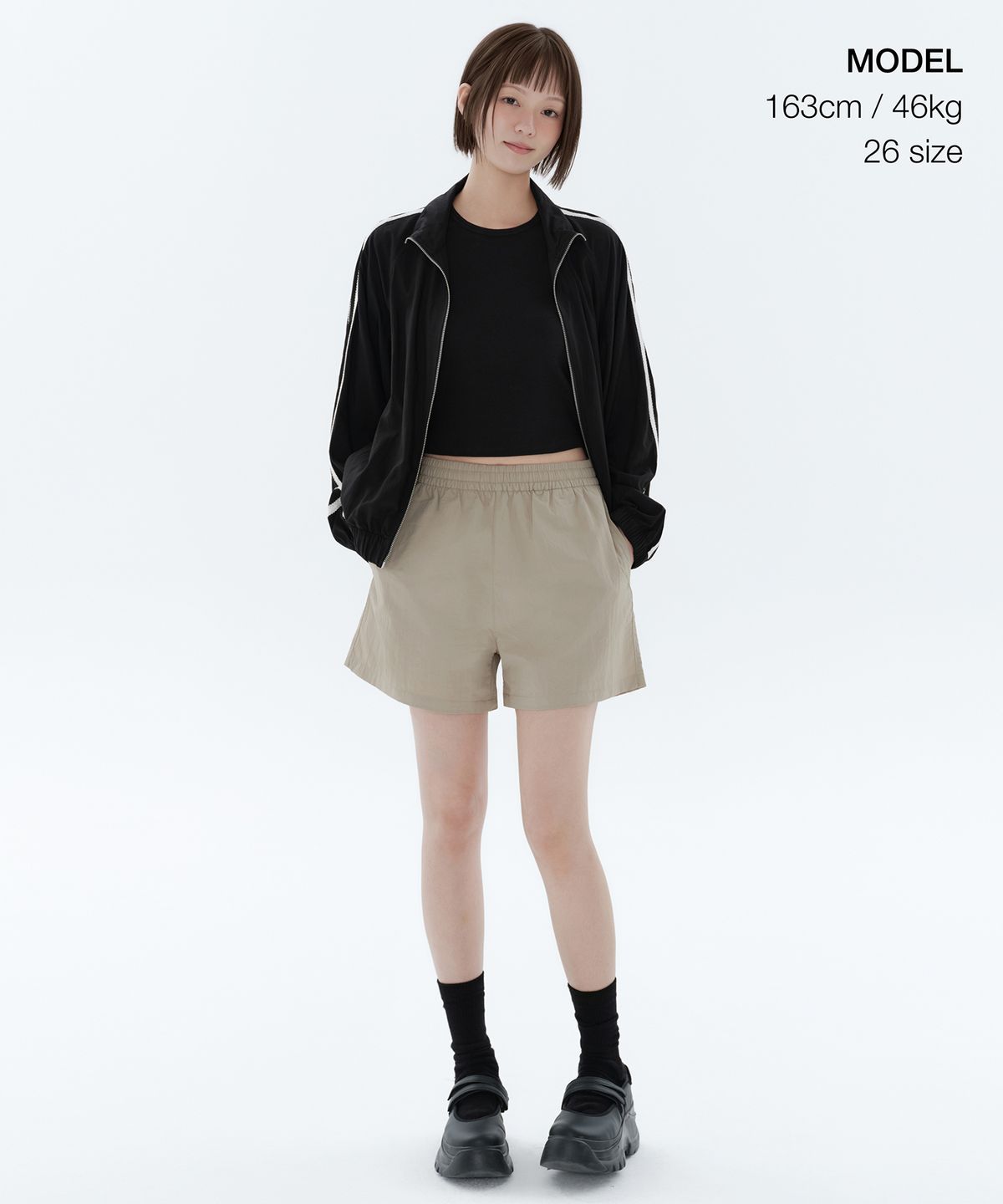 무신사 스탠다드 우먼(MUSINSA STANDARD WOMAN) 우먼즈 나일론 밴딩 쇼츠 [라이트 베이지]