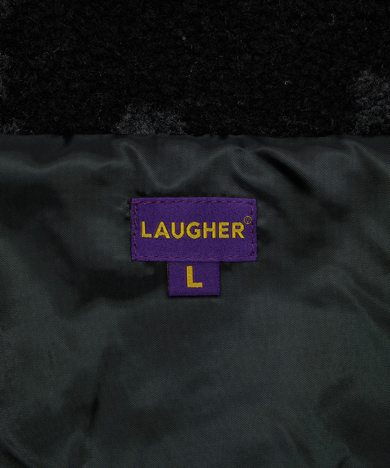MUSINSA | LAUGHER CAT FLEECE JACKET - BLACK