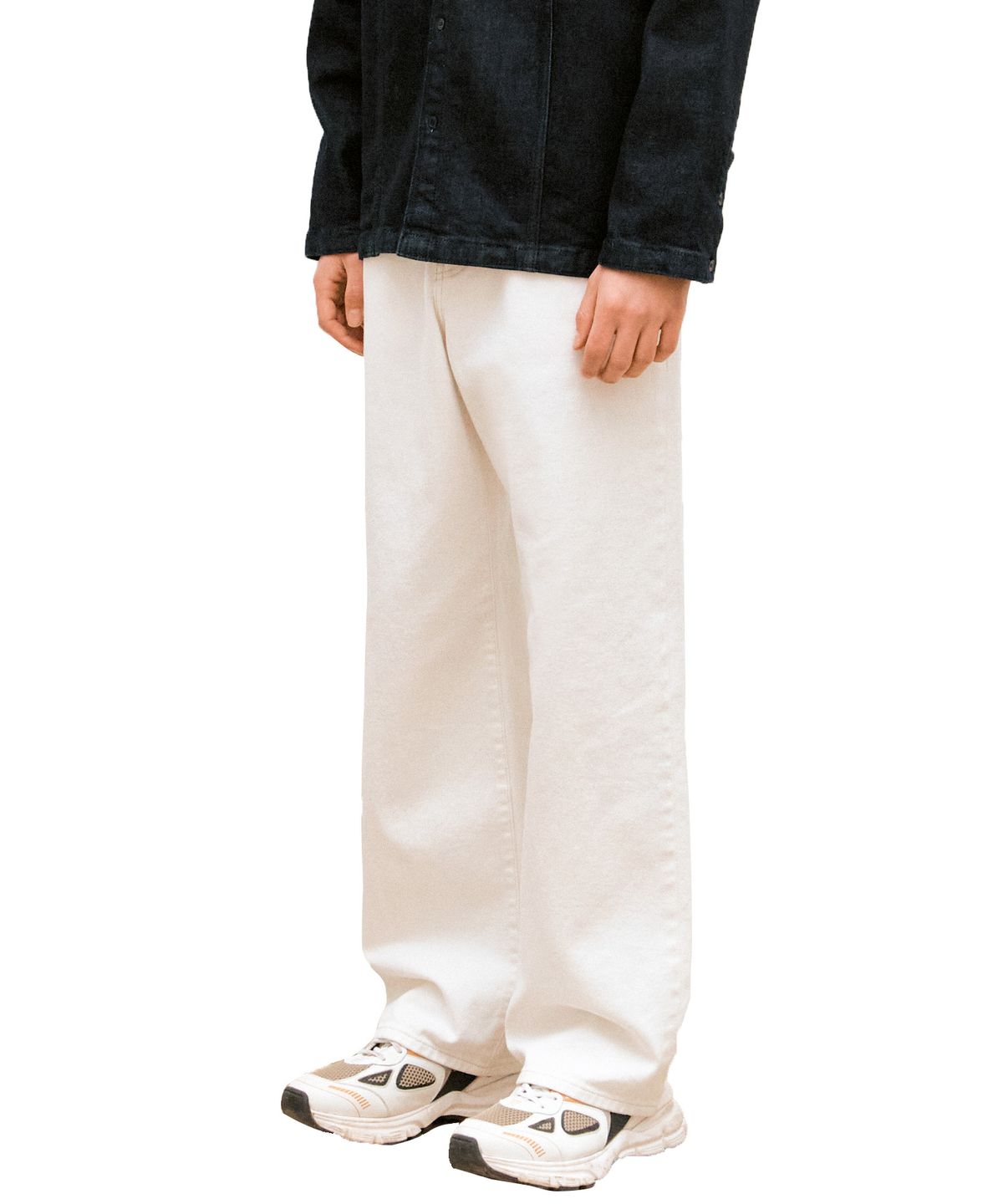 랩원오원(LAB101) 베이직 워싱 와이드 데님 팬츠 (WHITE)