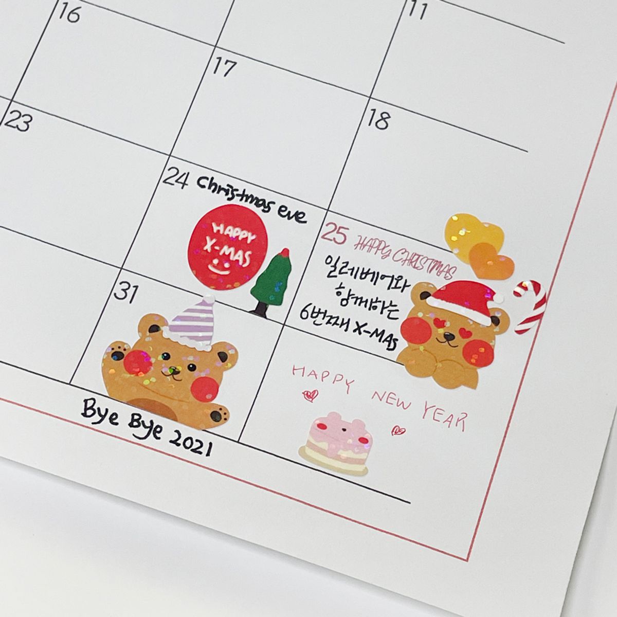 일레갈로(ILLREGALO) 일레베어 크리스마스 씰스티커 2장