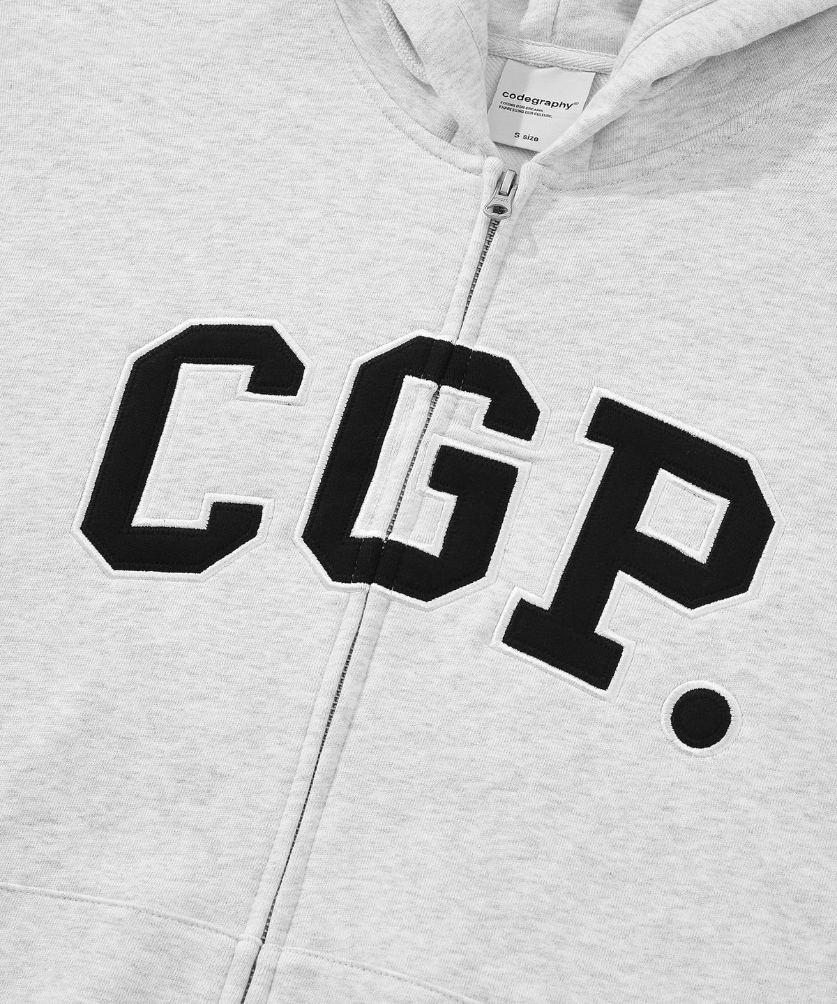 코드그라피(CGP) CGP 아치 로고 후드 집업_라이트그레이
